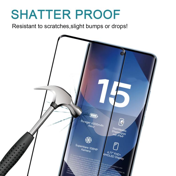 25pcs Edge Glue 9H HD 3D Curved Edge Tempered Glass Film, For Redmi Note 15 4G Global 164mm, For Redmi Note 15 Pro 4G Global 163.2mm