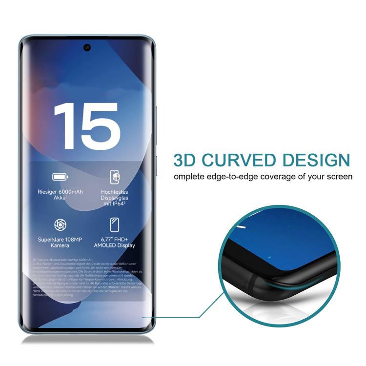 25pcs Edge Glue 9H HD 3D Curved Edge Tempered Glass Film, For Redmi Note 15 4G Global 164mm, For Redmi Note 15 Pro 4G Global 163.2mm
