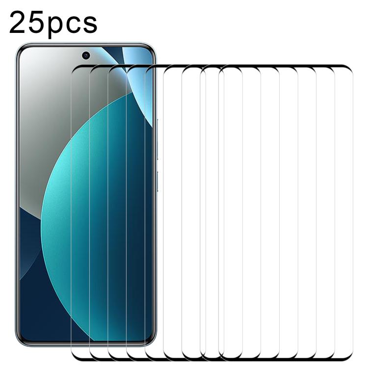 25pcs Edge Glue 9H HD 3D Curved Edge Tempered Glass Film, For Redmi Note 15 4G Global 164mm, For Redmi Note 15 Pro 4G Global 163.2mm