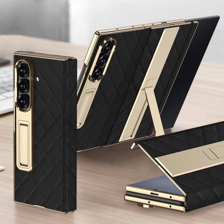 GKK Integrated Diamond Pattern Full Coverage Flip Phone Case with Holder, For Samsung Galaxy Z TriFold