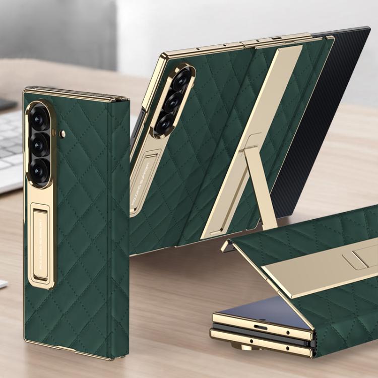 GKK Integrated Diamond Pattern Full Coverage Flip Phone Case with Holder, For Samsung Galaxy Z TriFold
