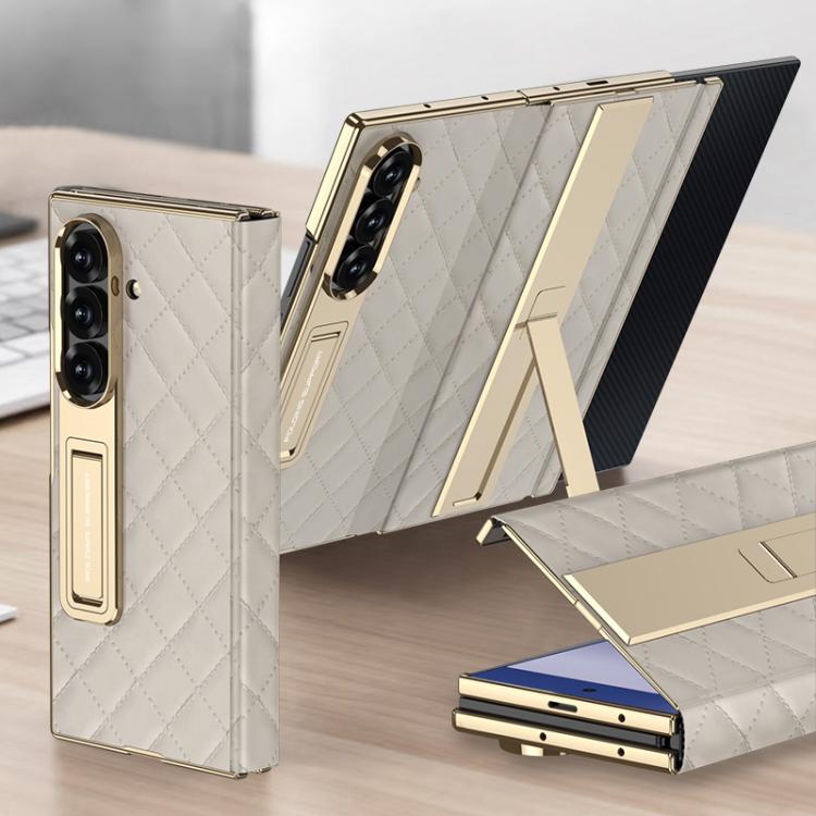 GKK Integrated Diamond Pattern Full Coverage Flip Phone Case with Holder, For Samsung Galaxy Z TriFold
