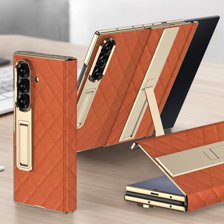 GKK Integrated Diamond Pattern Full Coverage Flip Phone Case with Holder, For Samsung Galaxy Z TriFold
