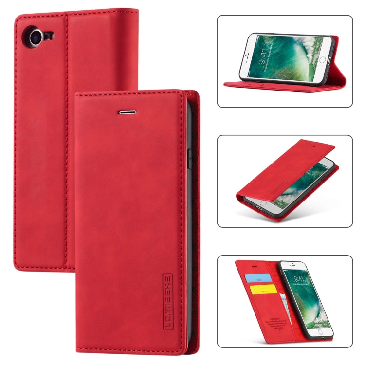 LC.IMEEKE Strong Magnetism Ultra-thin Horizontal Flip Shockproof Matte TPU + PU Leather Case with Holder & Card Slots & Wallet, For iPhone 11, For iPhone 11 Pro, For iPhone 11 Pro Max, For iPhone SE 2022 / SE 2020 / 8 / 7