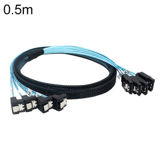 WG174 4 x SATA Straight Head to 4 x SATA Elbow 6Gbps Cable, 0.5m, 1m