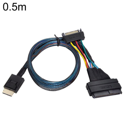 Oculink SFF-8611 to U.2 SFF-8639 SSD Connection Cable SATA 15 Pin PCIe 4.0 Power Server Cable, 0.5m, 0.7m