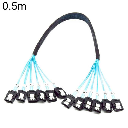 WG214 Six-Head SATA 3.0 High-Speed Hard Drive Data Cable, 0.5m, 1m