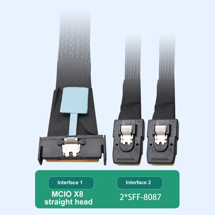 Gen5 MCIO X8 to Dual SFF-8087 Server Data Transfer Cable, MCIO X8 to Dual SFF-8087