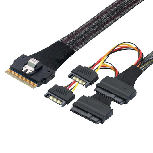 SFF-8654 8i to Dual NVMe U.2 SFF-8639 SSD Adapter Cable, 0.8m