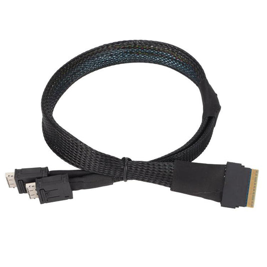 Slim SAS SFF-8654 8i to Dual Oculink SFF-8611 4i Server High-Speed Data Transfer Connection Cable, 0.5m