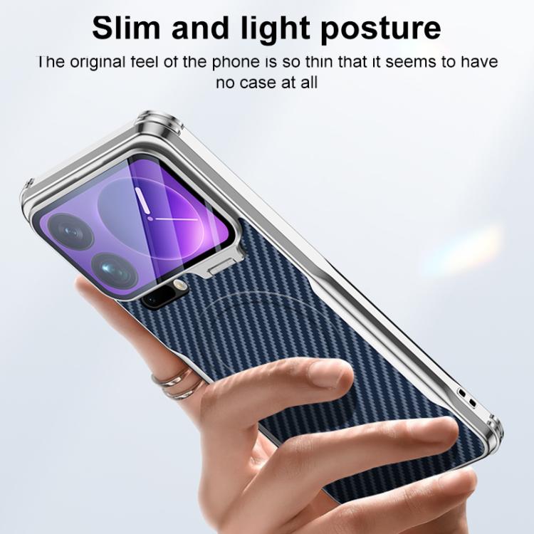 Carbon Fiber Textured Electroplated Lens Holder Magnetic Phone Case, For Xiaomi 17 Pro Max, For Xiaomi 17 Pro, For Xiaomi 15 Ultra, For Xiaomi 15 Pro, For Xiaomi 15