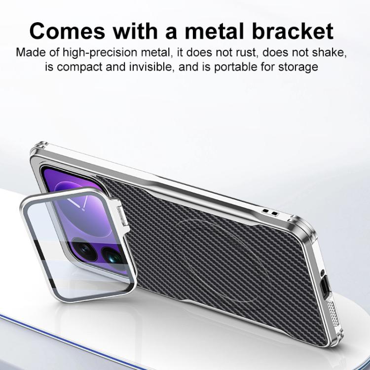 Carbon Fiber Textured Electroplated Lens Holder Magnetic Phone Case, For Xiaomi 17 Pro Max, For Xiaomi 17 Pro, For Xiaomi 15 Ultra, For Xiaomi 15 Pro, For Xiaomi 15