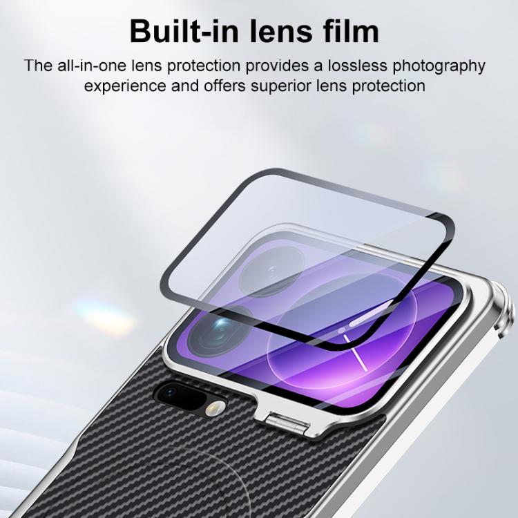 Carbon Fiber Textured Electroplated Lens Holder Magnetic Phone Case, For Xiaomi 17 Pro Max, For Xiaomi 17 Pro, For Xiaomi 15 Ultra, For Xiaomi 15 Pro, For Xiaomi 15