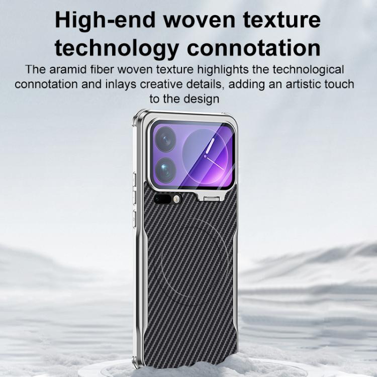 Carbon Fiber Textured Electroplated Lens Holder Magnetic Phone Case, For Xiaomi 17 Pro Max, For Xiaomi 17 Pro, For Xiaomi 15 Ultra, For Xiaomi 15 Pro, For Xiaomi 15