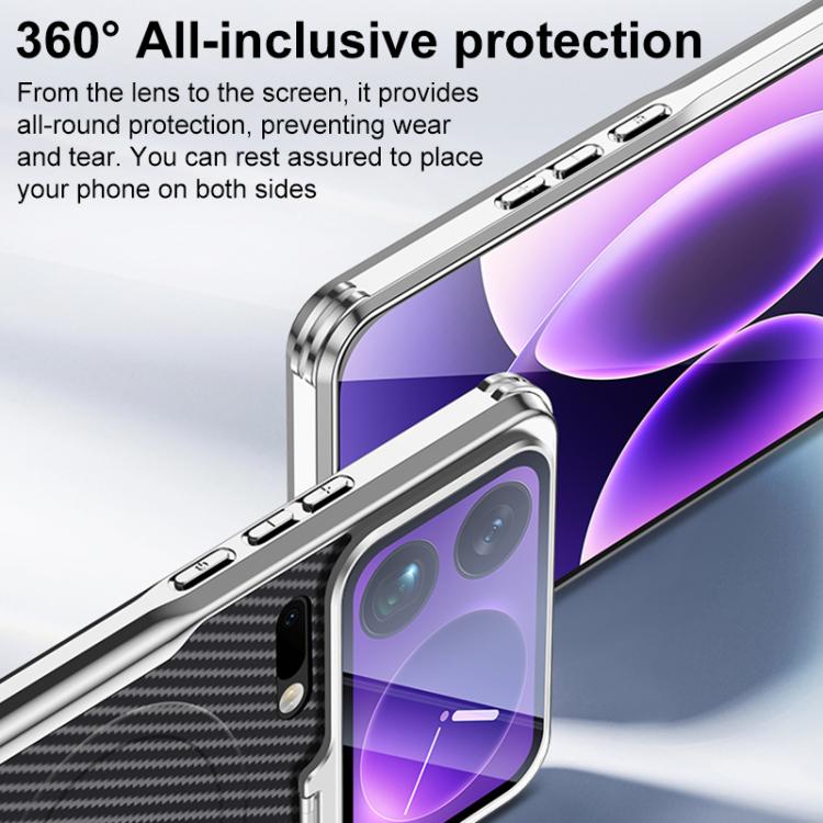 Carbon Fiber Textured Electroplated Lens Holder Magnetic Phone Case, For Xiaomi 17 Pro Max, For Xiaomi 17 Pro, For Xiaomi 15 Ultra, For Xiaomi 15 Pro, For Xiaomi 15
