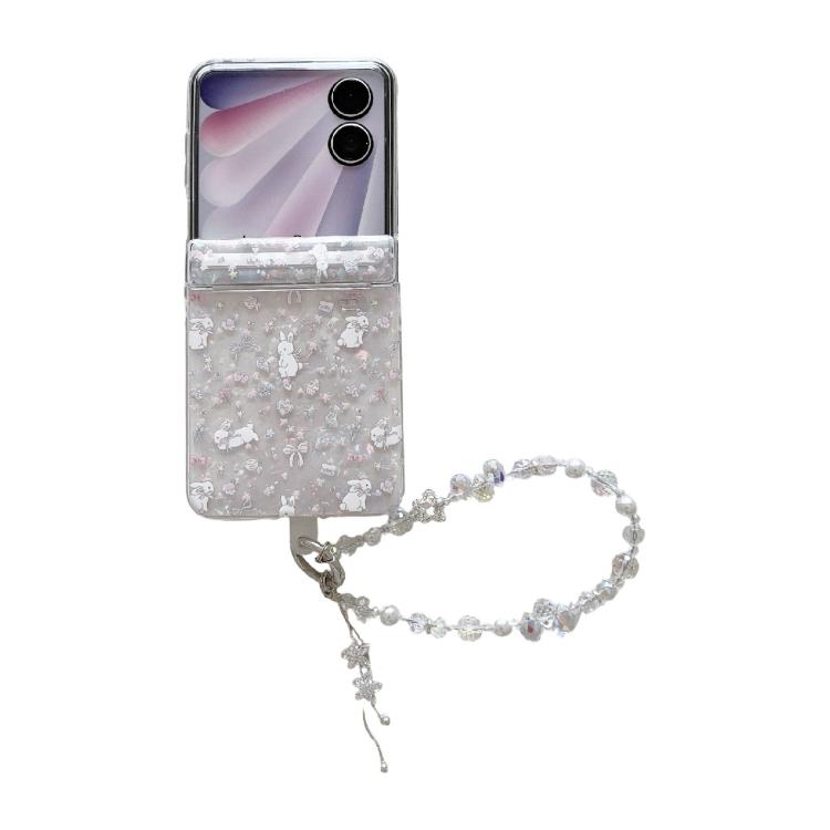 Fresh Floral Shell Glitter Magnetic Shockproof Phone Case with Bracelet, For Xiaomi Mix Flip 2