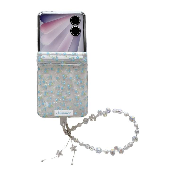 Fresh Floral Shell Glitter Magnetic Shockproof Phone Case with Bracelet, For Xiaomi Mix Flip 2