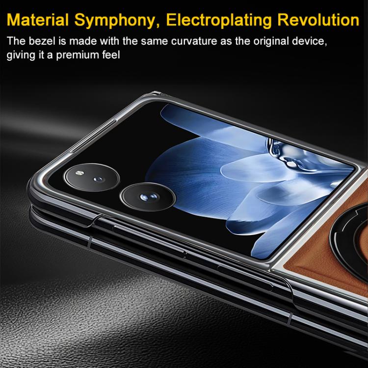Foldable Screen Holder Electroplated Vegan Leather Phone Case, For Xiaomi Mix Flip