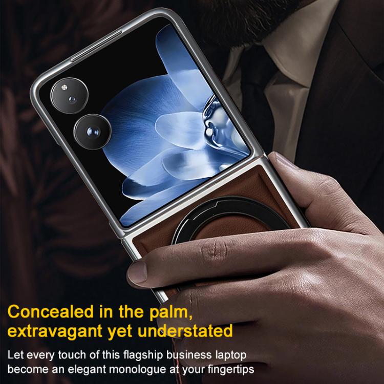 Foldable Screen Holder Electroplated Vegan Leather Phone Case, For Xiaomi Mix Flip