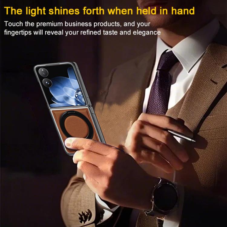 Foldable Screen Holder Electroplated Vegan Leather Phone Case, For Xiaomi Mix Flip