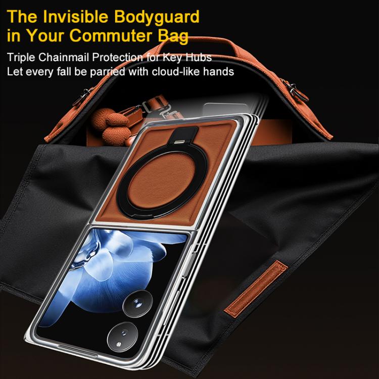 Foldable Screen Holder Electroplated Vegan Leather Phone Case, For Xiaomi Mix Flip
