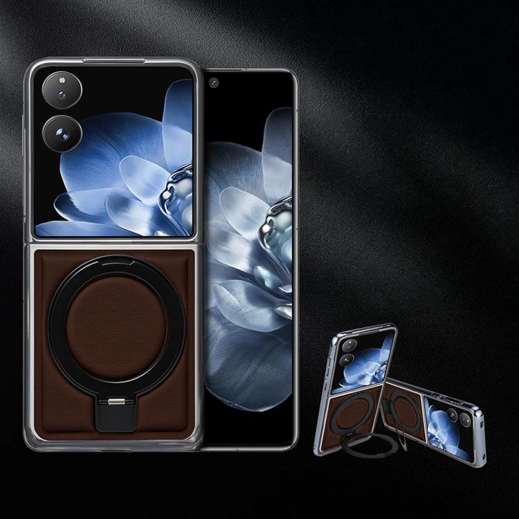 Foldable Screen Holder Electroplated Vegan Leather Phone Case, For Xiaomi Mix Flip