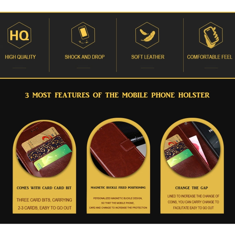 idewei Crazy Horse Texture Horizontal Flip Leather Case with Holder & Card Slots & Wallet, For Sony Xperia 5 II, For TCL 10 Pro, For TCL 10L, For Umidigi A7, For ZTE Axon 11 5G, For ZTE Blade A7 Prime