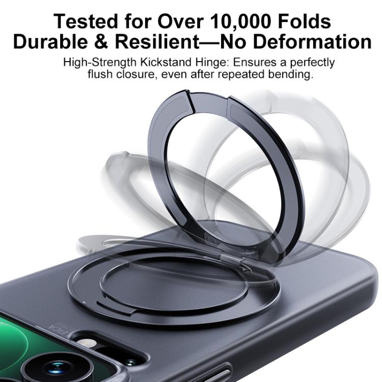 Boundless Transparent Series Skin Feel Frosted Clear Magnetic Phone Case with Rotating Holder, For Xiaomi 17 Pro Max, For Xiaomi 17 Pro, For Xiaomi 17
