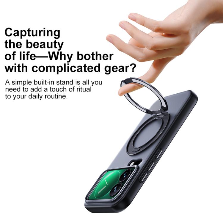 Boundless Transparent Series Skin Feel Frosted Clear Magnetic Phone Case with Rotating Holder, For Xiaomi 17 Pro Max, For Xiaomi 17 Pro, For Xiaomi 17
