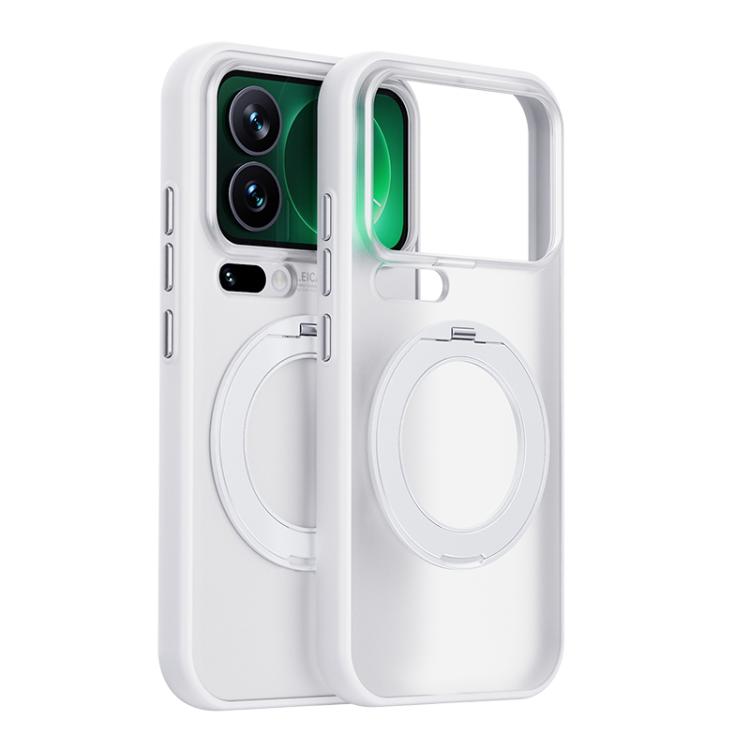 Boundless Transparent Series Skin Feel Frosted Clear Magnetic Phone Case with Rotating Holder, For Xiaomi 17 Pro Max, For Xiaomi 17 Pro, For Xiaomi 17