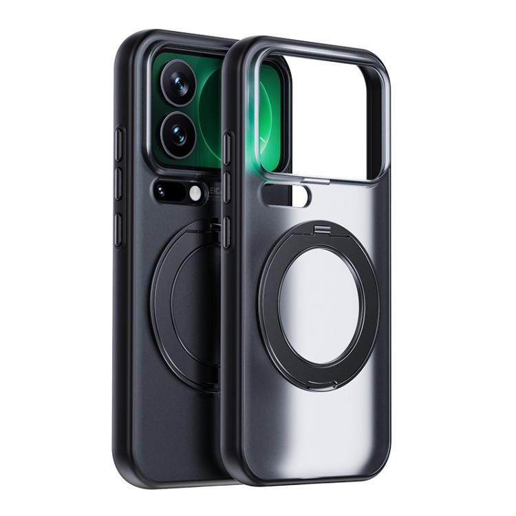 Boundless Transparent Series Skin Feel Frosted Clear Magnetic Phone Case with Rotating Holder, For Xiaomi 17 Pro Max, For Xiaomi 17 Pro, For Xiaomi 17