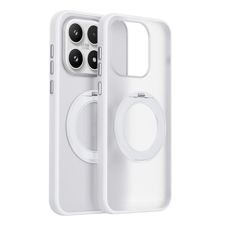 Boundless Transparent Series Skin Feel Frosted Clear Magnetic Phone Case with Rotating Holder, For Xiaomi 17 Pro Max, For Xiaomi 17 Pro, For Xiaomi 17