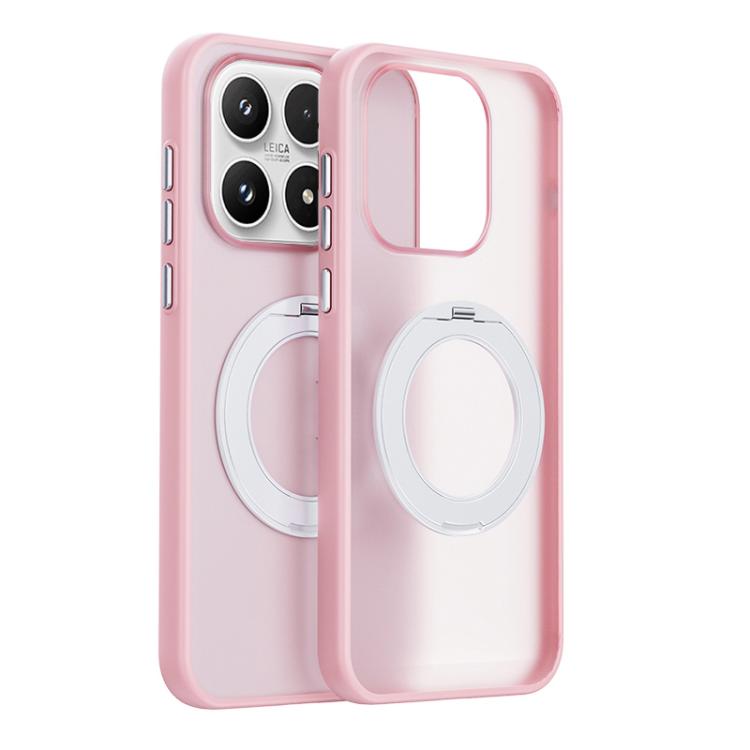 Boundless Transparent Series Skin Feel Frosted Clear Magnetic Phone Case with Rotating Holder, For Xiaomi 17 Pro Max, For Xiaomi 17 Pro, For Xiaomi 17