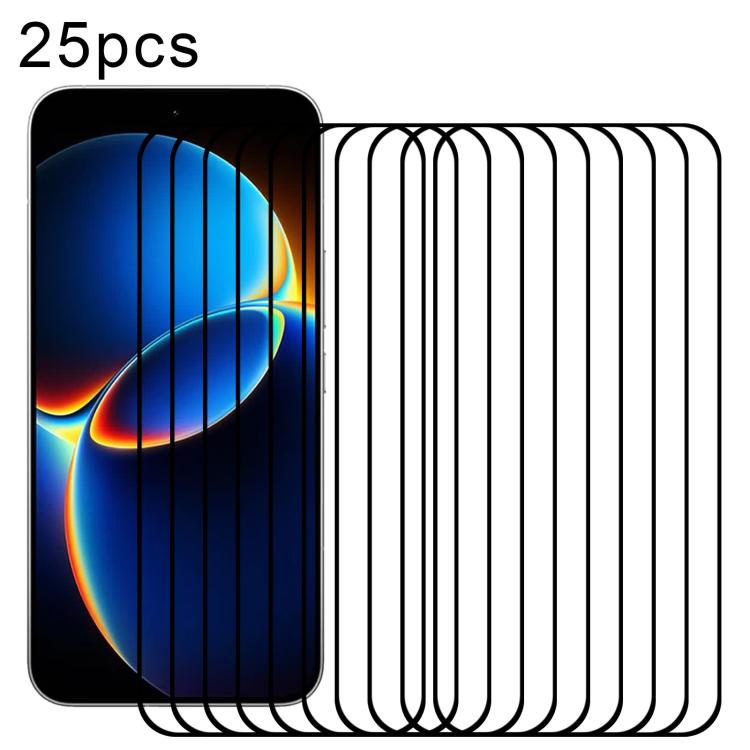 25pcs High Aluminum Full Screen Silk Printing Tempered Glass Film, Support Fingerprint Unlocking, For Xiaomi 17 Max 5G, For Redmi K90 Max 5G, For Xiaomi 17T Pro 5G