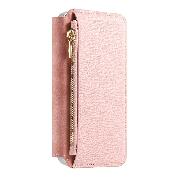 CaseNeo Precision Hole Silver-Edged Magnetic Zipper Wallet Cross-Grain Vegan Leather Phone Case, For Redmi Turbo 4 Pro, For Redmi Turbo 4, For Redmi Note 14 5G