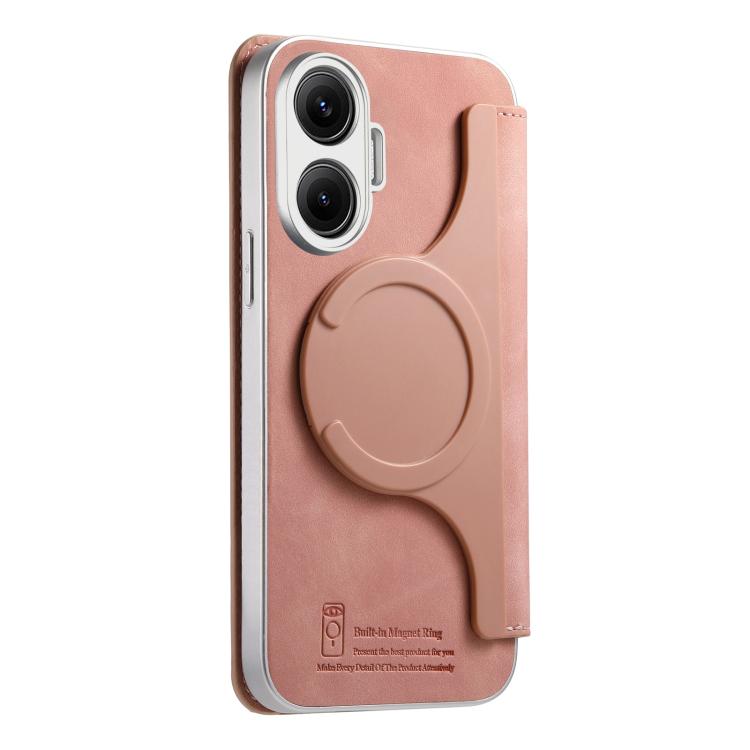 CaseNeo Precision Hole Silver-Edged Magnetic Zipper Wallet Cross-Grain Vegan Leather Phone Case, For Redmi Turbo 4 Pro, For Redmi Turbo 4, For Redmi Note 14 5G