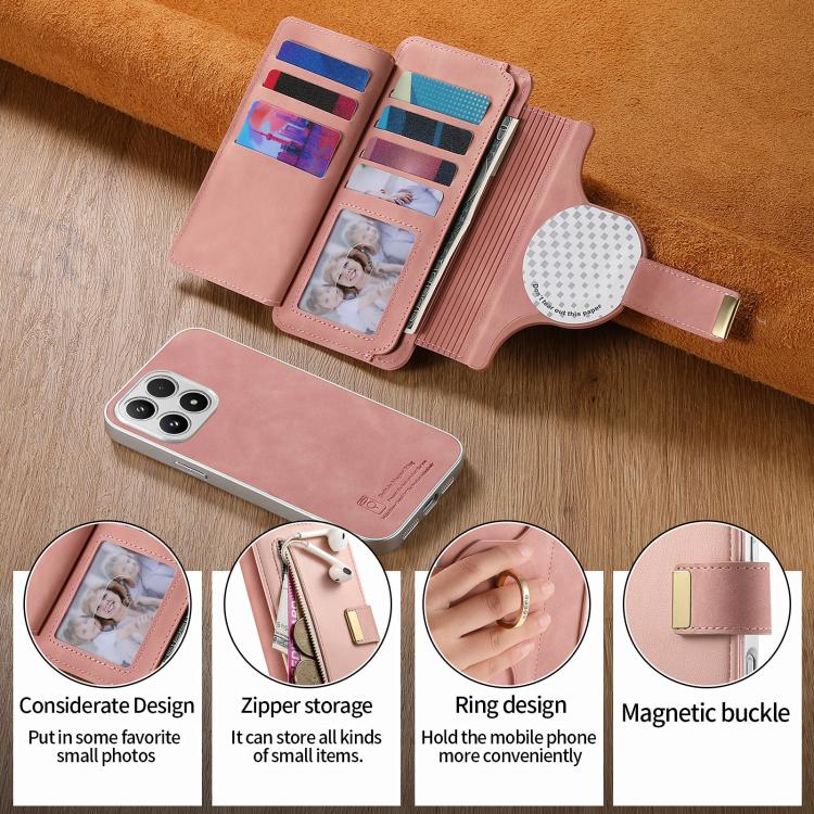 Precision Hole Silver-Edged Ring RFID Blocking Zipper Wallet Magnetic Vegan Leather Phone Case, For Xiaomi 17