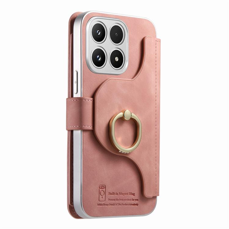 Precision Hole Silver-Edged Ring RFID Blocking Zipper Wallet Magnetic Vegan Leather Phone Case, For Xiaomi 17