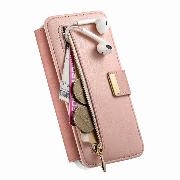 Precision Hole Silver-Edged Ring RFID Blocking Zipper Wallet Magnetic Vegan Leather Phone Case, For Redmi Turbo 4 Pro / Poco F7, For Redmi Turbo 4, For Redmi Note 14 5G