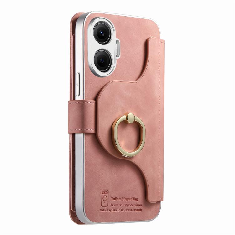 Precision Hole Silver-Edged Ring RFID Blocking Zipper Wallet Magnetic Vegan Leather Phone Case, For Redmi Turbo 4 Pro / Poco F7, For Redmi Turbo 4, For Redmi Note 14 5G