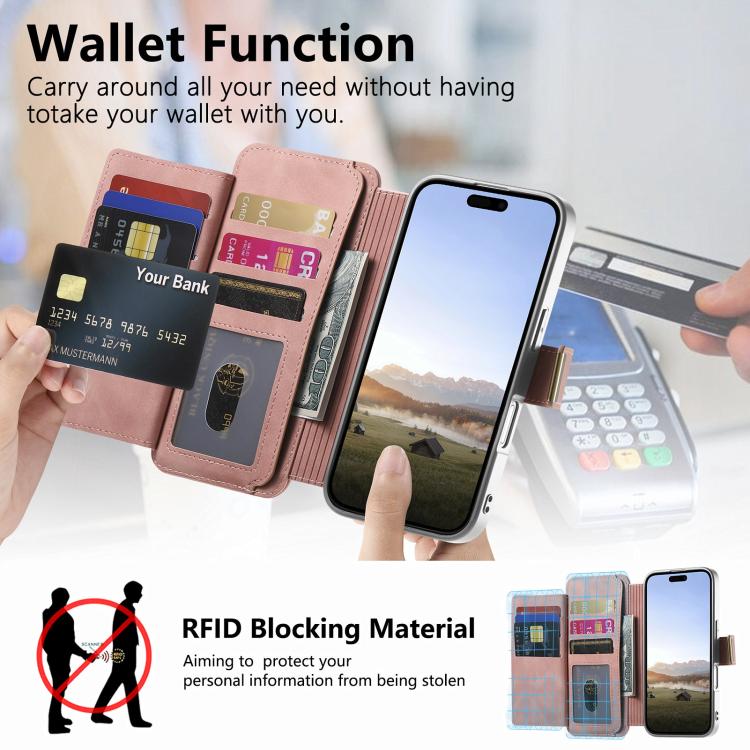 Precision Hole Silver-Edged Ring RFID Blocking Zipper Wallet Magnetic Vegan Leather Phone Case, For Redmi Turbo 4 Pro / Poco F7, For Redmi Turbo 4, For Redmi Note 14 5G