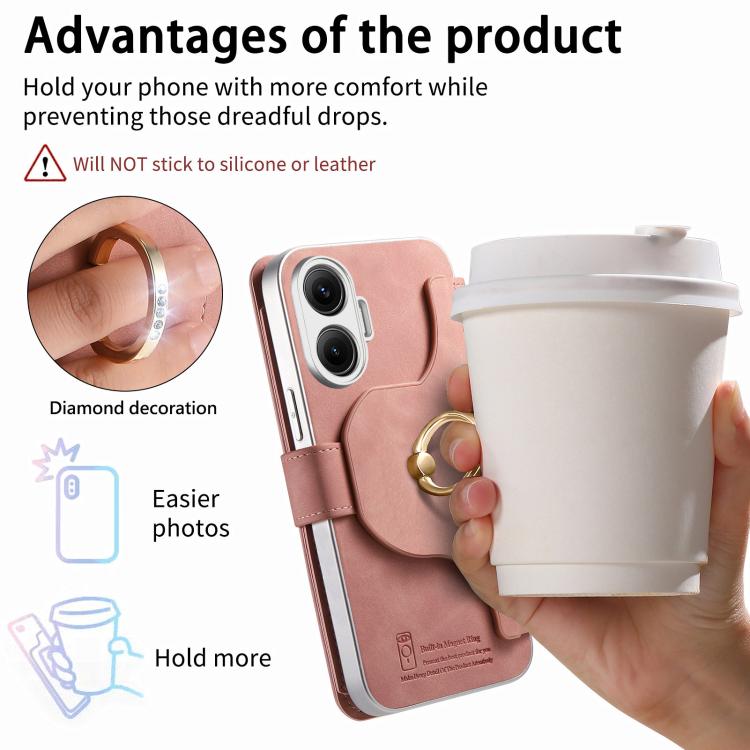 Precision Hole Silver-Edged Ring RFID Blocking Zipper Wallet Magnetic Vegan Leather Phone Case, For Redmi Turbo 4 Pro / Poco F7, For Redmi Turbo 4, For Redmi Note 14 5G