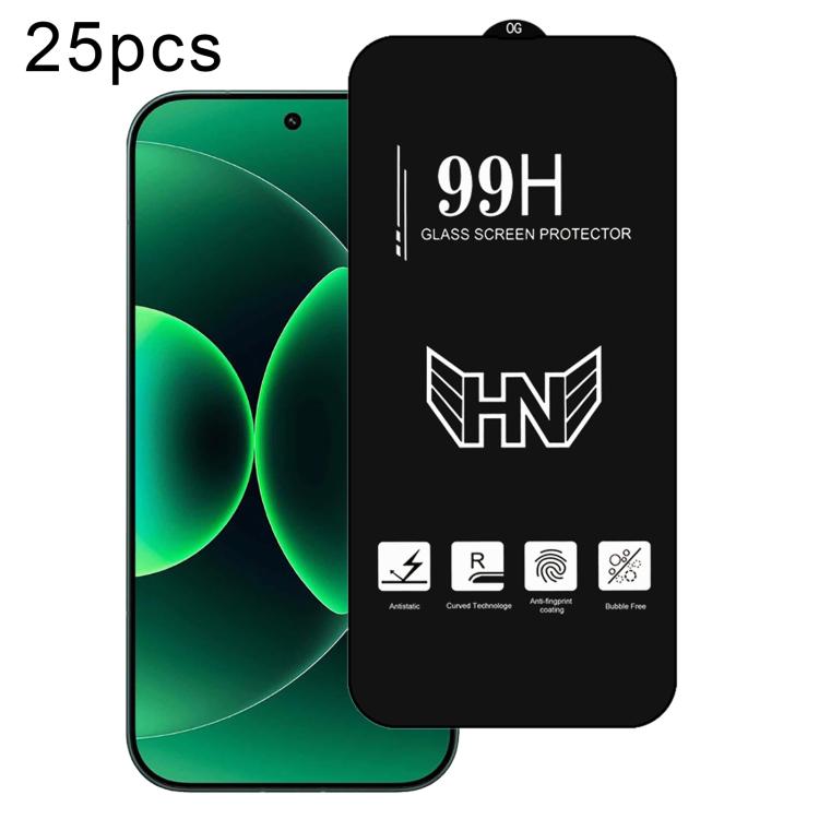 25pcs 0.18mm High Aluminum Large Arc Full Screen Tempered Glass Film, Support Fingerprint Unlocking, For Xiaomi 17 Max 5G, For Redmi K90 Max 5G