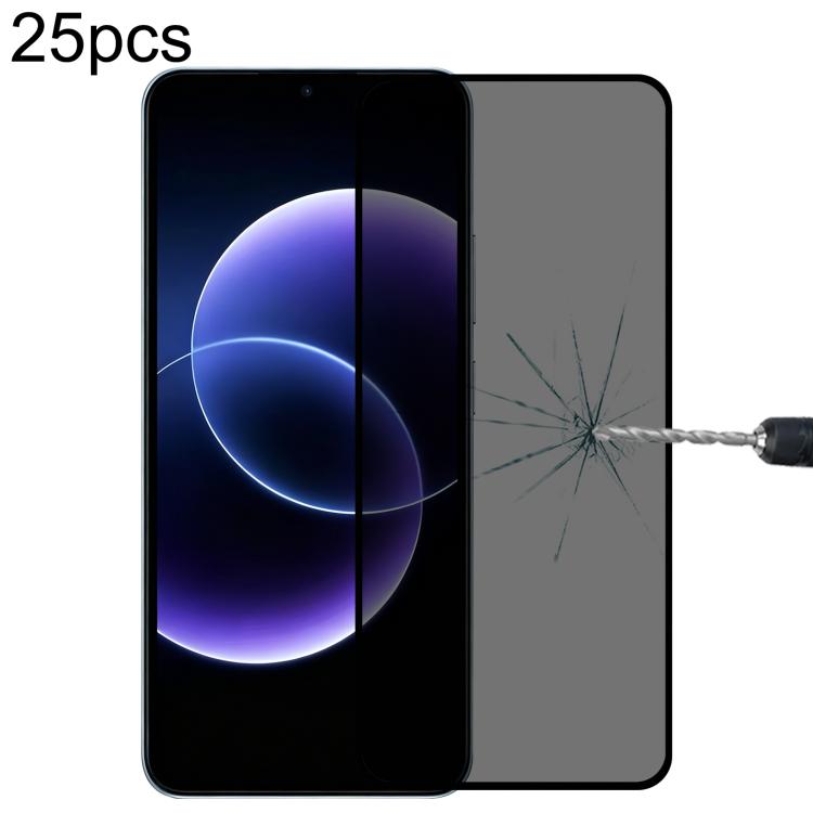 25pcs Full Cover Anti-spy Silk Screen Tempered Glass Film, For Redmi A7 4G 171.8mm, For Redmi 17C 4G, For Xiaomi Poco C81x 4G