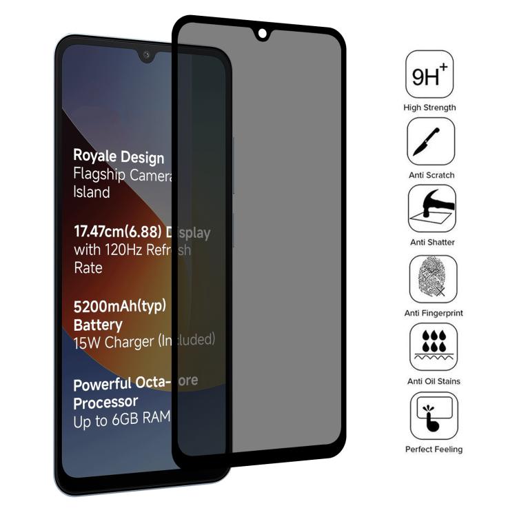 25pcs Full Cover Anti-spy Silk Screen Tempered Glass Film, For Redmi A7 4G 171.8mm, For Redmi 17C 4G, For Xiaomi Poco C81x 4G