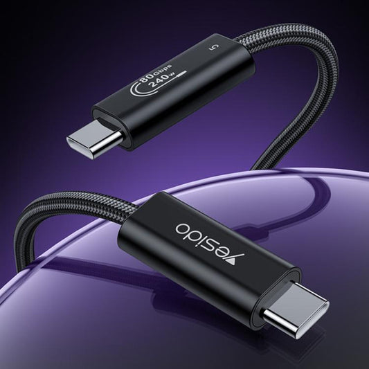 Yesido CA211 240W 16K 60Hz Type-C to Type-C Thunderbolt 5 Full Function Data Cable, 1m