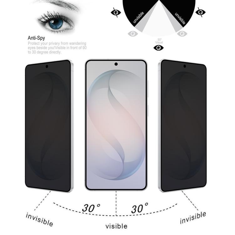 25pcs Full Cover Anti-peeping Tempered Glass Film,  Support Fingerprint Unlocking, For Galaxy S26 FE 5G