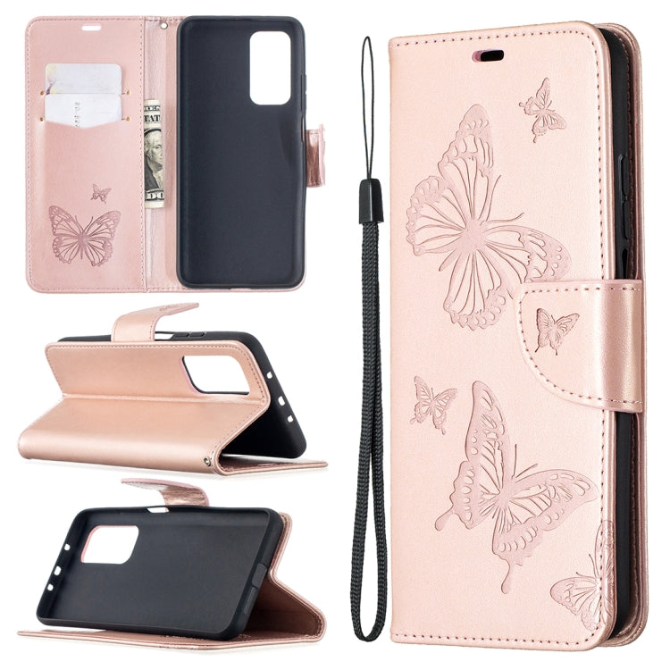 Two Butterflies Embossing Pattern Horizontal Flip Leather Case with Holder & Card Slot & Wallet & Lanyard, For Xiaomi Mi 10T 5G, For Xiaomi Mi 10T Lite 5G, For Xiaomi Poco X3, For Nokia 2.4, For Nokia 3.4