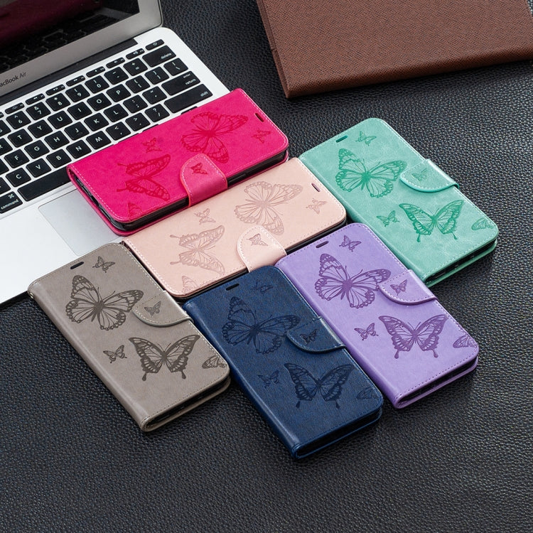 Two Butterflies Embossing Pattern Horizontal Flip Leather Case with Holder & Card Slot & Wallet & Lanyard, For Xiaomi Mi 10T 5G, For Xiaomi Mi 10T Lite 5G, For Xiaomi Poco X3, For Nokia 2.4, For Nokia 3.4