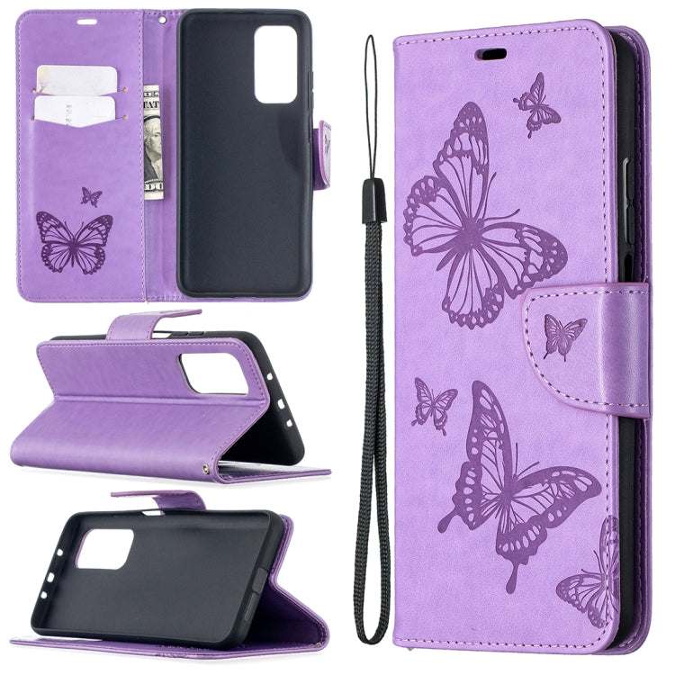 Two Butterflies Embossing Pattern Horizontal Flip Leather Case with Holder & Card Slot & Wallet & Lanyard, For Xiaomi Mi 10T 5G, For Xiaomi Mi 10T Lite 5G, For Xiaomi Poco X3, For Nokia 2.4, For Nokia 3.4